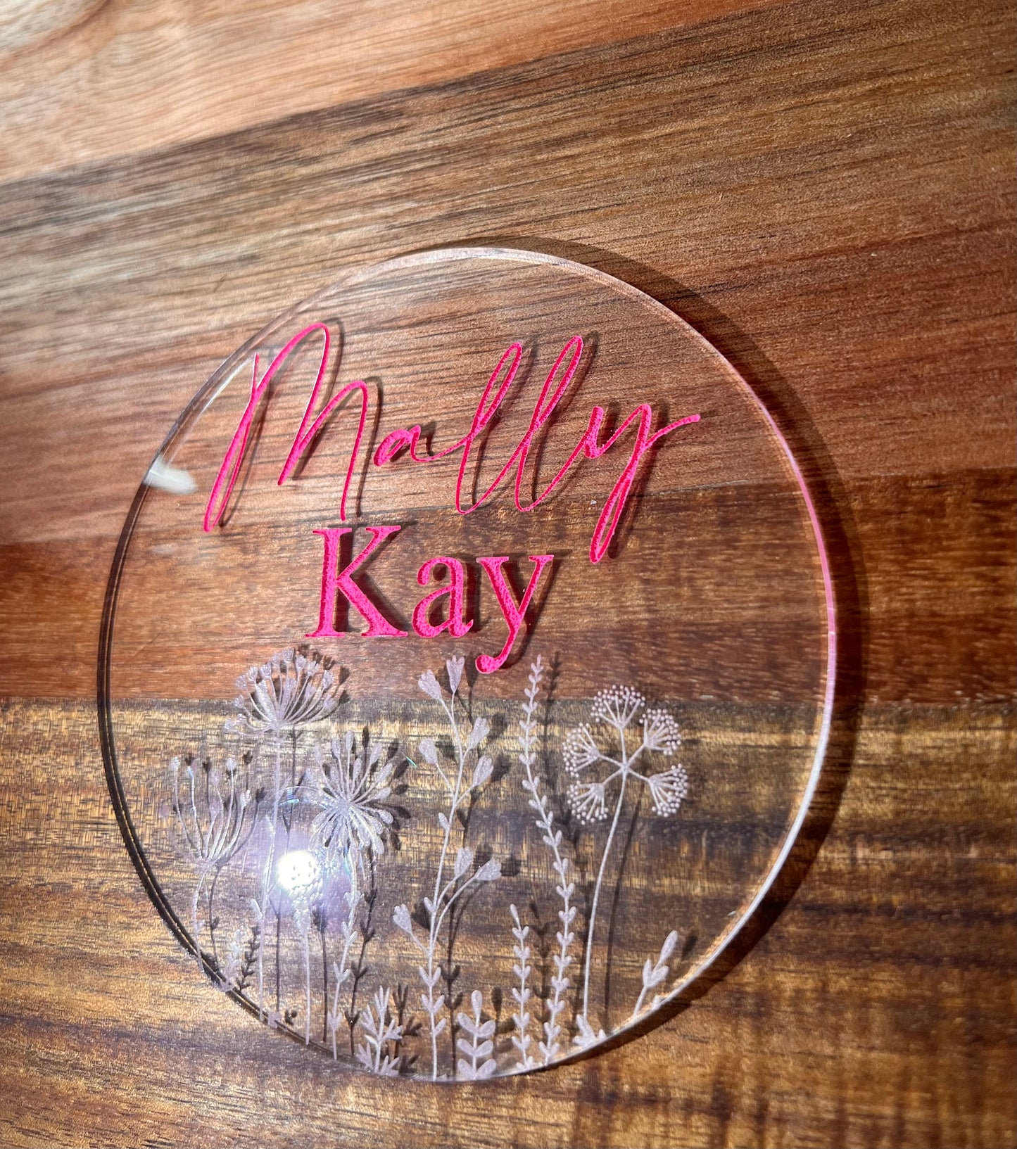 Acrylic Floral Name Announcement