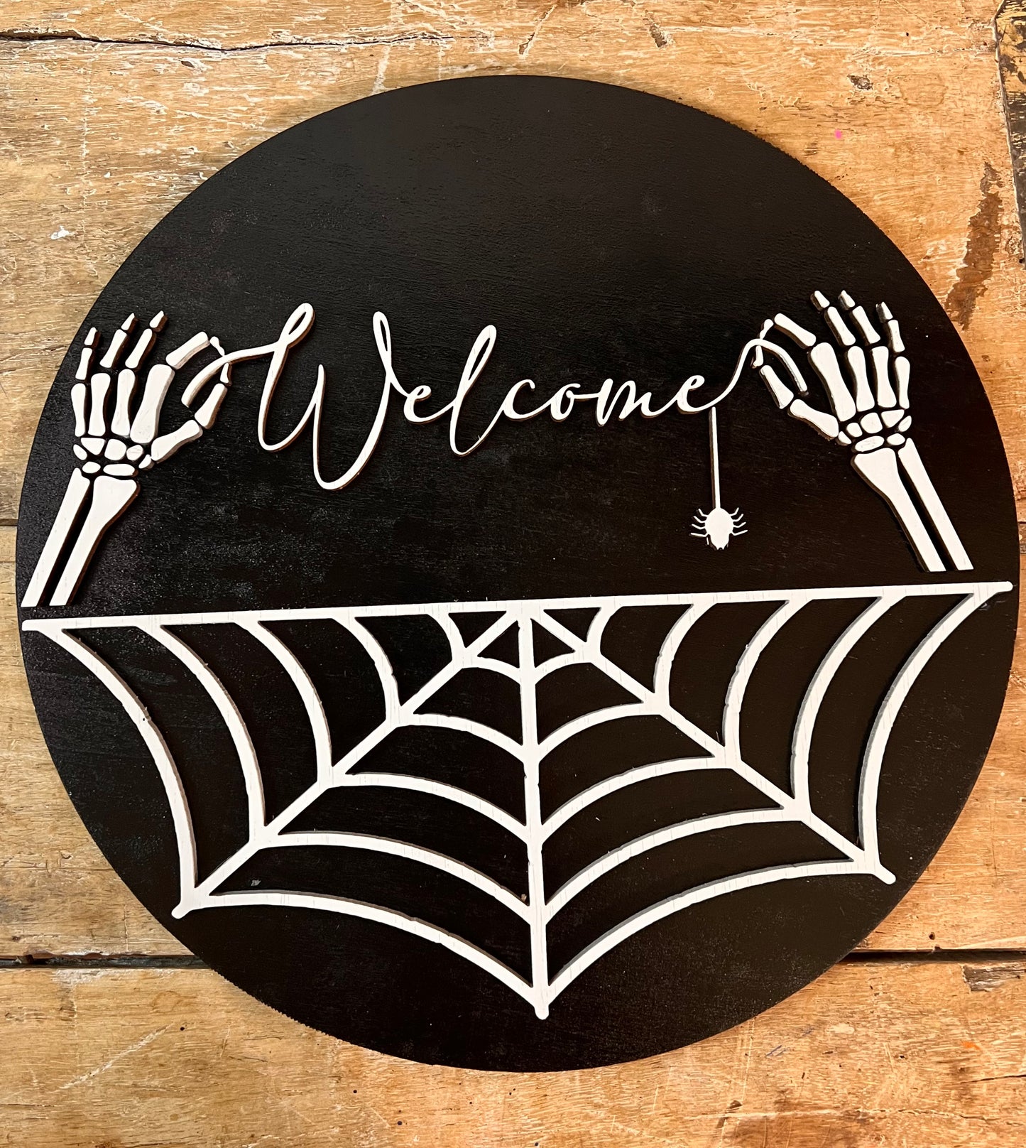 Skeleton welcome sign
