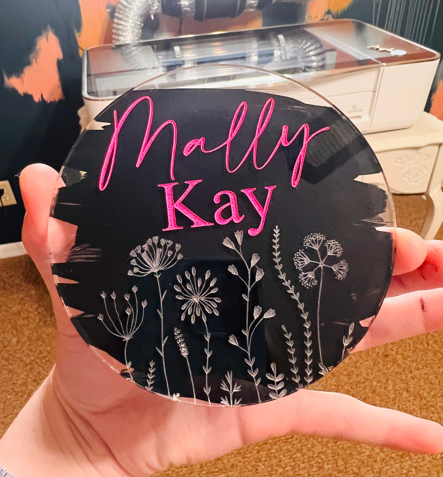 Acrylic Floral Name Announcement
