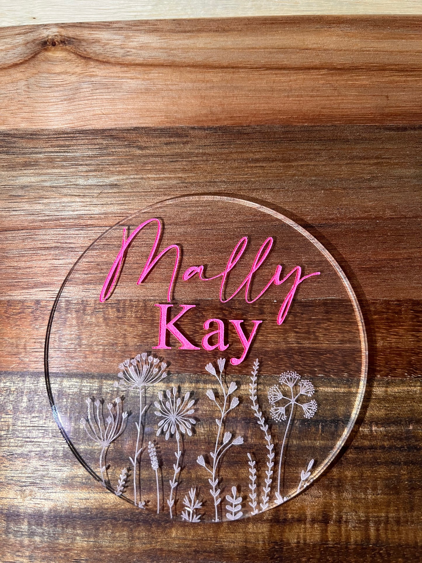 Acrylic Floral Name Announcement