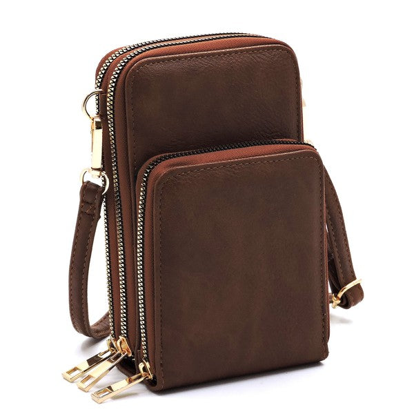 Peacocktion Small Crossbody Cell Phone Purse For Women – Lightweight Mini Bag With Card Slots, Brown