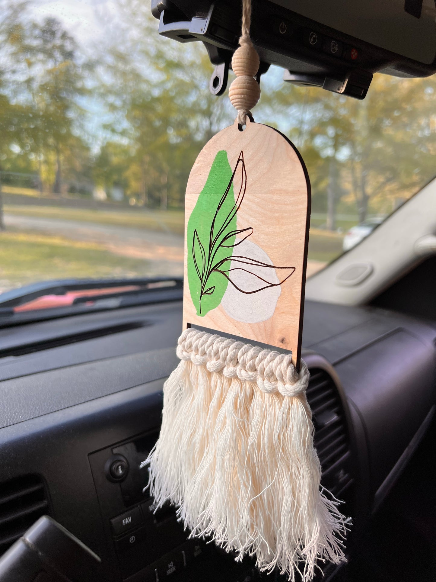 Boho green car charm